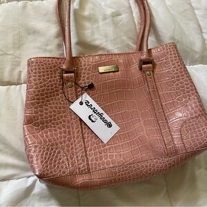 Liz Claiborne Pink Crocodile Embossed Tote Bag